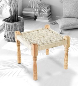 Tabouret en macramé moderne fait main, 100% coton, avec franges, pour chambre à coucher, salon, extérieur et hôtel - Product Image 3