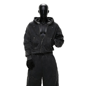 ชุดเซ็ตฮู้ดดี้และกางเกงวอร์มผ้าฝ้ายโพลีเอสเตอร์คุณภาพสูงแบบสั่งทำพิเศษสำหรับผู้ชาย ทรงปกติ ชุดลำลองสำหรับฤดูใบไม้ร่วง เป็นมิตรกับสิ่งแวดล้อม กันลม - Product Image 1