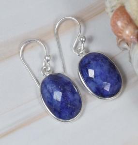Bijoux de mode pour femmes Boucles d'oreilles en pierres précieuses Lapis Lazuli Boucles d'oreilles en argent sterling massif 925 pour femmes et filles Boucles d'oreilles en argent - Product Image 4