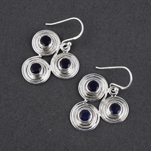 Boucles d'oreilles rondes et créoles en argent sterling 925 Onyx noir plaqué or et argent bijoux de mariage mignons pour cadeaux - Product Image 2