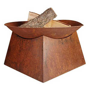 Pozo de fuego redondo Jardín de metal elegante acabado marrón antiguo con soporte para picnic al aire libre - Product Image 1