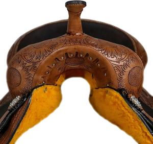 Trident International's Factory Direct ODM Equestrian Saddle All-Purpose Floral Design Leather Horse <b>Racing</b> Products from India - Product Image 4