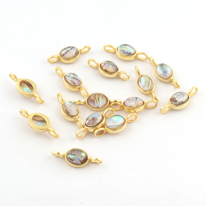 ที่มีคุณภาพสูง6X8mm รูปไข่หอยเป๋าฮื้อ DIY เสน่ห์เชื่อมต่อชุบทองคู่ประกันตัวต่างหูจี้ทำเชื่อมต่อสำหรับเครื่องประดับ - Product Image 5