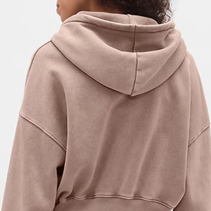 <b>Cropped</b> Hoodie With Custom Logo Design For Wholesale Bulk Buyers With <b>Zip</b> <b>Up</b> Closure And Hood Full Sleeves Design With Hood 2026 - Product Image 5