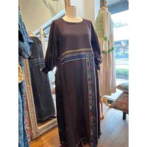 NILGIRI <b>Wool</b> <b>Dress</b> 42 Casual Office Lady ODM Woolen <b>Dress</b> Hooded Neckline Button Decoration Contrast Color Simple for Winter - Product Image 1