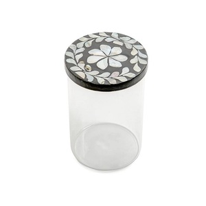 Round Shape Acrylic <b>Jar</b> With Mother Of Pearl Lid Premium Quality Snacks Dry Fruits <b>Sweet</b> Box <b>Jar</b> In Bulk - Product Image 2