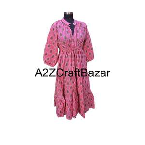 Vestido Floral Midi Vintage Himanshi Coreano, Ecológico, Transpirable, de Algodón, Ajuste Cómodo, Fácil de Combinar, Uso Diario, Varios Tamaños - Product Image 5