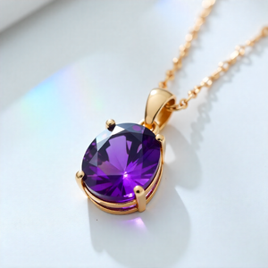High Quality Competitive Price Bulk 18K Natural Amethyst Luxury Fashion Pendant Necklace - Product Image 4
