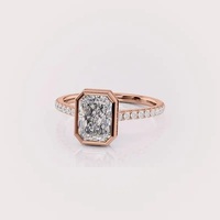 Bague de fiançailles et de mariage en diamant de laboratoire taille radiant certifié IGI, sertie d'un halo et d'un pavé, en or jaune/blanc/rose 18 carats