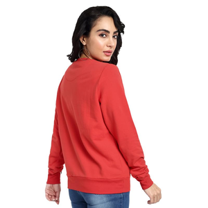 Women's Premium Quality 100% Cotton Sweatshirt Solid Color Long Sleeve Pullover Casual <b>Crewneck</b> Design for Winter Custom Knitted - Product Image 2