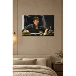 Impression sur toile de Fida Al Pacino dans Scarface, assis au bureau - Product Image 2