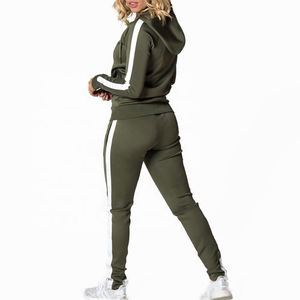 Combinaison de jogging élégante meilleure vente en gros de survêtements à capuche coupés et cousus pour femmes avec fermeture éclair et survêtement ajusté pour femmes - Product Image 5