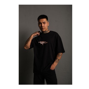 Hombres de punto 100% algodón Oversize Streetwear Camisetas Tallas grandes Logotipo personalizado Impreso - Product Image 1