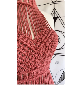 Rust Color DRESS for YOUR BRIDE to BE Cotton Hand Woven <b>Festival</b> Clothing Bustier Crop <b>Top</b> Women Macrame Beach Dress - Product Image 2
