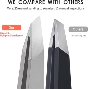 Pinces à épiler professionnelles faites à la main en acier inoxydable, pinces à épiler pour les sourcils et les poils du visage, pinces à épiler pour les cils avec une meilleure fermeture - Product Image 2