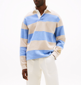 T-shirt de rugby classique pour homme, manches courtes, respirant, écologique, anti-froissement, polyester/coton, techniques brodées - Product Image 3