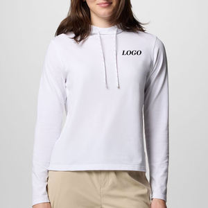 Sweat-shirt uni pour femmes avec prix d'usine pour les acheteurs en gros, service OEM avec manches longues / cordons de serrage ajustables pour la capuche - Product Image 1