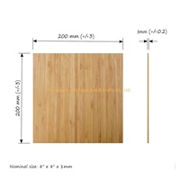 Plaques de contreplaqué en bambou écologique de qualité supérieure, non finies, de 1/8 x 8 x 8 pouces, pour artisanat, pièces de bois vierges, tranches de bois pour découpe laser