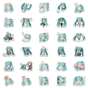 Ensemble d'autocollants Hatsune Miku Chibi et Anime, 50 pièces, autocollants en résine de dessin animé pour la décoration de la maison - Product Image 5