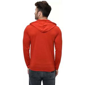 T-shirt à capuche col rond manches longues coupe ajustée en coton mélangé pour hommes - Product Image 6