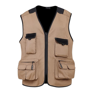 Gilet d'été fin pour hommes Manteau de couleur unie en maille respirant multi-poches Gilet de voyage Camping Pêche Photographie Gilet de travail Top - Product Image 5