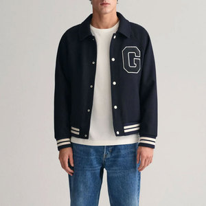 Vestes universitaires personnalisées de haute qualité pour hommes Slim Fit Fleece Chenille Embroidery 100% Wool Streetwear Lettermen Baseball Jacket - Product Image 3