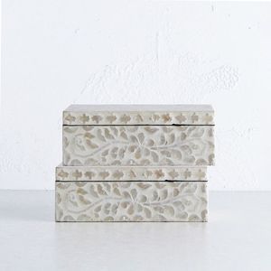 Handmade Bone Inlay Wooden Boxes with Traditional Indian Craft Design Trending Bone and Resin Fusion Box for Elegant Home Decor - Product Image 1