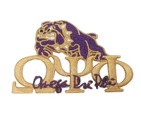 Écusson brodé 3D en chenille personnalisé Omega Psi Phi Fraternity, écusson grec écologique thermocollant pour vestes, chapeaux et tissus