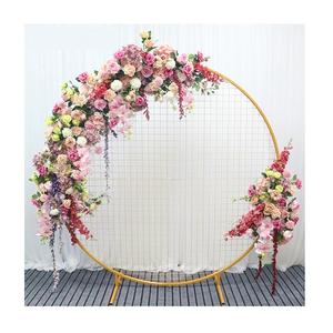 Toile de fond artisanale de différentes tailles, cadre en fer forgé doré, fleurs artificielles, toiles de fond de mariage en métal à prix attractif - Product Image 5