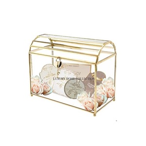 Boîtes pour cartes de mariage et d'anniversaire Cadre en métal poli et verre Boîtes de rangement pour cartes de décoration de maison de grande taille - Product Image 1