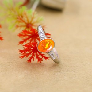 Vintage Fire Orange Opal <b>Ring</b> Minimalist 925 Sterling Silver Handmade <b>Ring</b> For Women Gift Jewelry - Product Image 6
