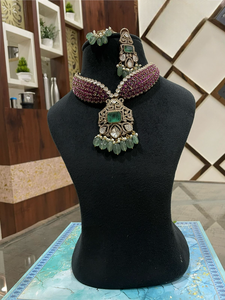 Conjunto de collar Victoriano de alta calidad con piedras Premium Conjunto de collar real de lujo para mujeres Ideal para bodas, ocasiones especiales - Product Image 2