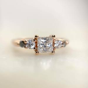 6mm Princess Cut White CZ Engagement Ring with Side Stones Silver Band Women Wedding Anniversary Promise <b>Jewelry</b> Supplier - Product Image 1