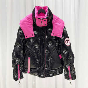 Chaqueta acolchada de lana de invierno para mujer, abrigo corto con cremallera de talla grande y estilo bombardero de tela - Product Image 5