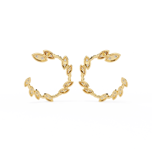 Pendientes de Botón con Forma de Pétalo de Marquesa para Mujer, Diseño Floral Elegante, Corte Brillante de Diamante, Estilo Vintage, Aleación de Zinc, Chapado en Oro de 14K - Product Image 4