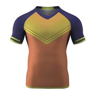 Nueva mejor calidad hgih Sport Wear Rugby uniformes hombres cuello en V media manga sublimación poliéster hecho Rugby Jersey para equipo de adultos - Product Image 5