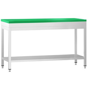 Commercial <b>Stainless</b> <b>Steel</b> Centre <b>Table</b> PREMIUM - 1800x600mm - with Undershelf - with Green Chopping Board - Product Image 4