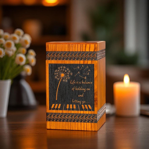 Urna de cremación de madera Sheesham, diente de León y diseño de nota Musical, grabado personalizado, recuerdo conmemorativo, urnas de cremación para cenizas humanas - Product Image 6