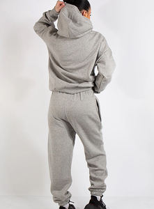 Conjunto Deportivo de Sudadera con Capucha Extra Grande Gris para Mujer, Ropa Casual de Invierno, Cómoda para el Hogar, Viajes, Estilo Urbano, Transpirable, Sólida, de Dos Piezas - Product Image 5