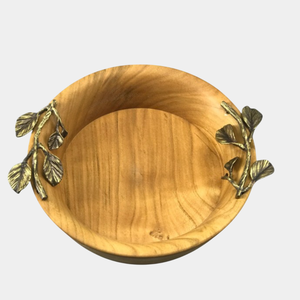 Bol de service en bois au design de luxe Bol à la main avec poignée en argent Bol de service pour collations au prix le plus bas - Product Image 4