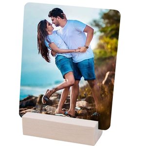 Base élégante en bois de couleur unie Porte-cartes et notes de visite élégant Présentoir de photos attrayant Design sophistiqué - Product Image 2