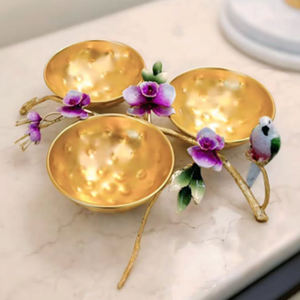 Modern Elegant Stainless Steel and Brass Metal Unique Shape Flower Joint Gold Antique Decorative <b>Bowl</b> <b>Serving</b> Accessories - Product Image 1