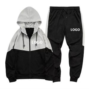 Chándal deportivo para hombre con logotipo personalizado, ropa de chándal informal con bolsillo de canguro de terciopelo, talla XL, chándal deportivo de 2 piezas - Product Image 1