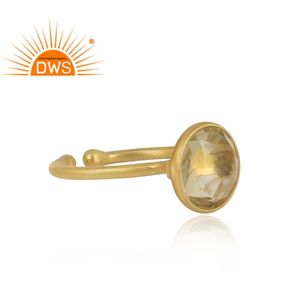 แหวนพลอยบุษราคัมเลมอนธรรมชาติดีไซน์ทำด้วยมือเครื่องประดับแบบปรับได้ - Product Image 4