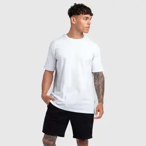 Camiseta de algodão branco personalizada: logotipo de ajuste regular gráfico muscular, fabricado por fornecedor de academia, design grande