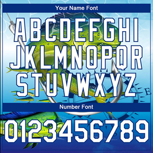 Veste à capuche Letterman Varsity personnalisée à pression complète bleu blanc-Royal Mahimah Fish Bomber 3D imprimé brodé Technique de pêche - Product Image 3