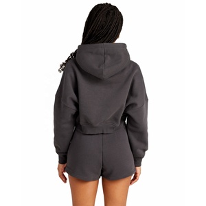 2024เซ็ต2ชิ้นสุดเซ็กซี่สำหรับผู้หญิงเซตเสื้อแจ็กเก็ตมีฮู้ดผ้าคอตตอนผ้าเฟรนช์เทอร์รี่ชุดวอร์ม - Product Image 4