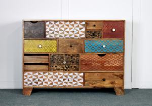 Assorted Luxury Solid Mango Wood <b>Sideboard</b> Multi-Functional Handmade & Handpainted Oak Style Furniture for Living Dining <b>Kitchen</b> - Product Image 3