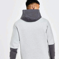 Sweat à capuche zippé intégral et pantalon de jogging en molleton technique gris pour homme, coupe ajustée, 100 % coton, écologique, grande taille, design OEM, idéal pour l'hiver et la maternité
