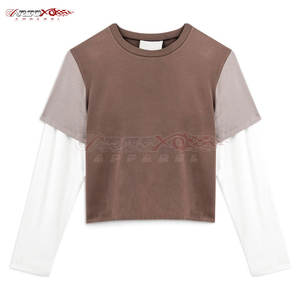 Two-In-One <b>Women</b> Layered T <b>Shirt</b> With Ribbed Neckline And Soft Cotton Fabric <b>For</b> Comfort Street Style <b>Women</b> Double Layer T <b>Shirt</b> - Product Image 1